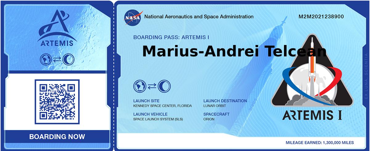 Boarding pass for the Artemis I mission to the Moon.